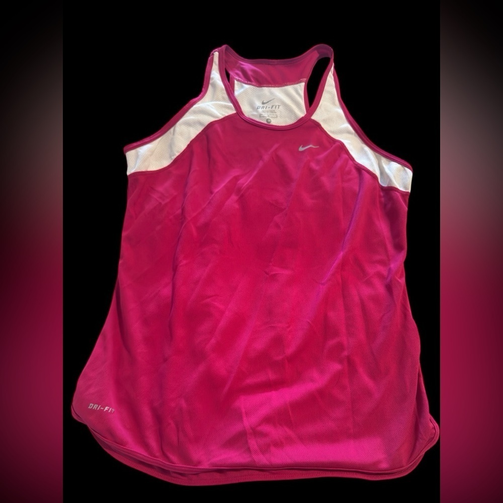 Nike Dri-Fit Pink & White Racerback Tank Top Women’s Size M Athletic